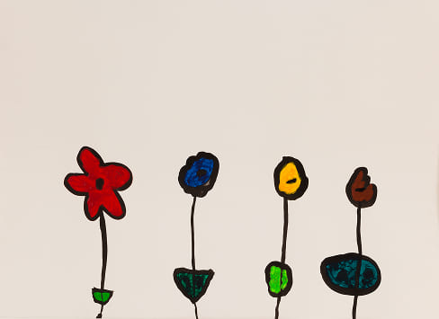 이소연 작가 / 꽃밭의 꽃 네송이